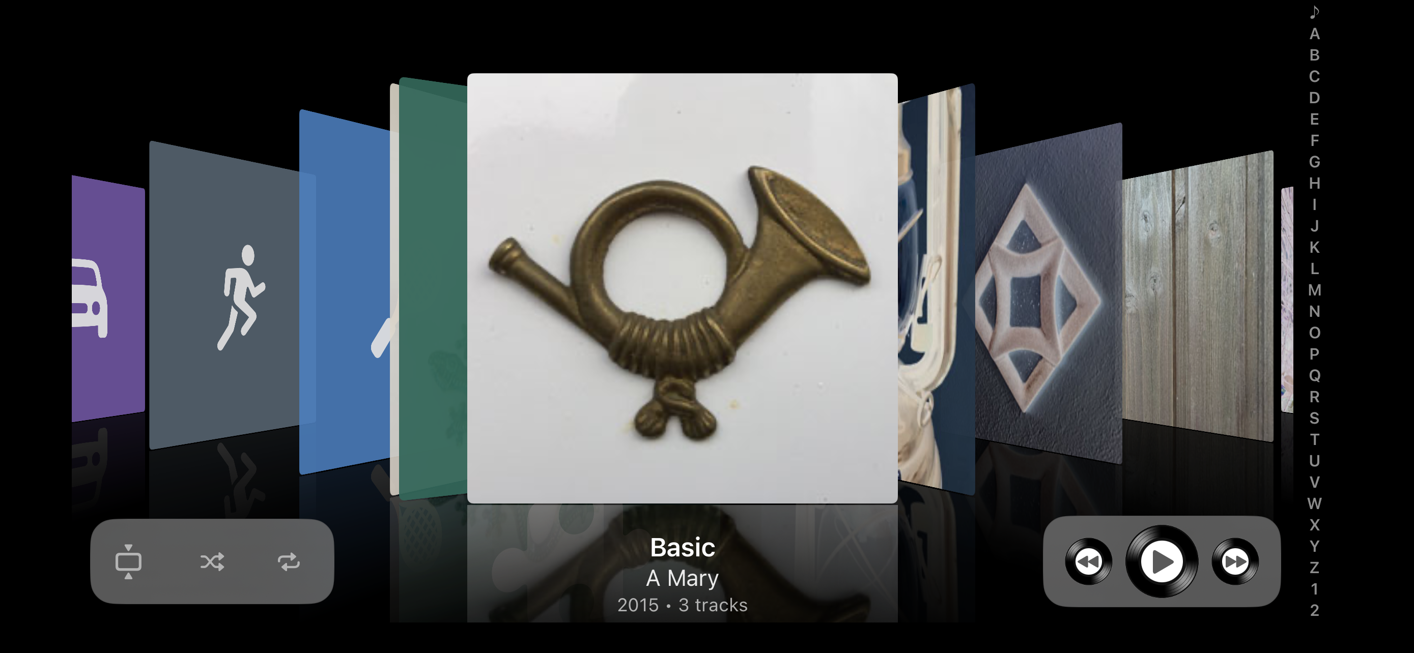 Cover Flow : vue tridimensionnelle des pochettes en paysage